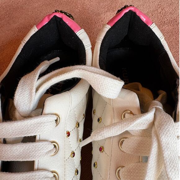 Kurt Geiger Bejeweled Rainbow Crystal Quilted Leather Sneakers size 37/4 US 7 - Picture 13 of 15